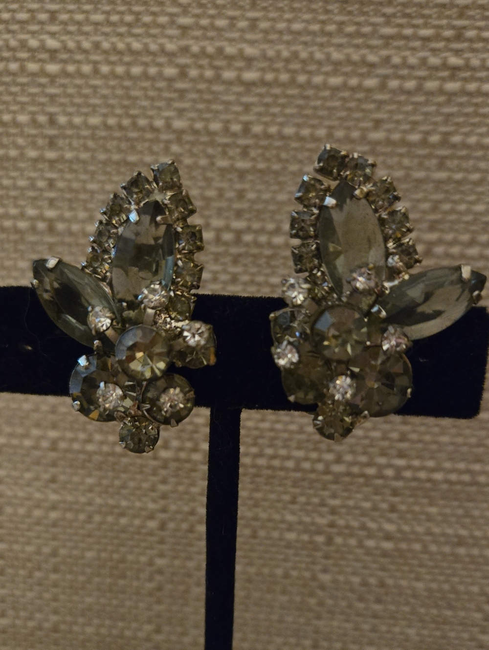 Crystal Cluster Silver-tone Clip-On Earrings